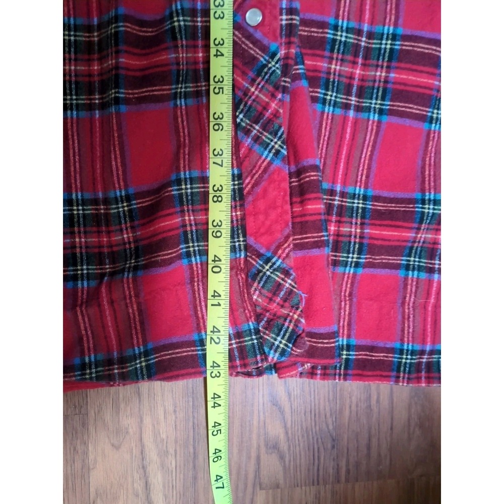 Vermont Country Store Robe/Nightgown Sz M Red Plaid Flannel Cotton Cottagecore - Picture 9 of 9